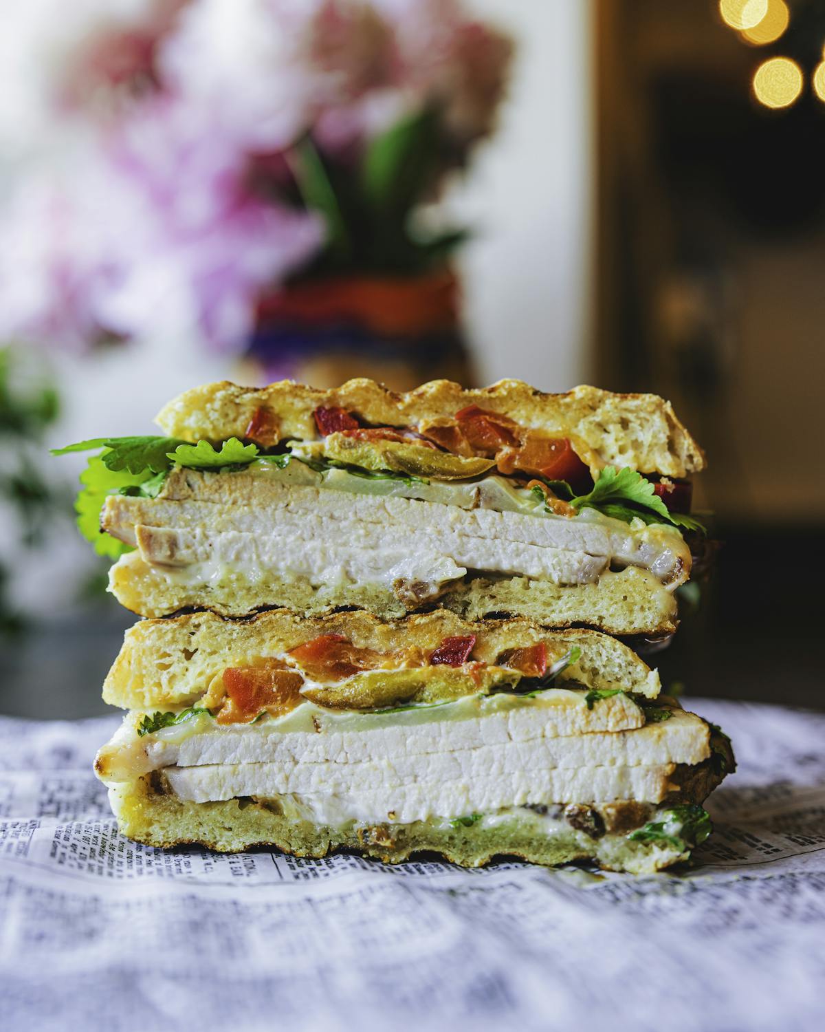 a sandwich cut in half