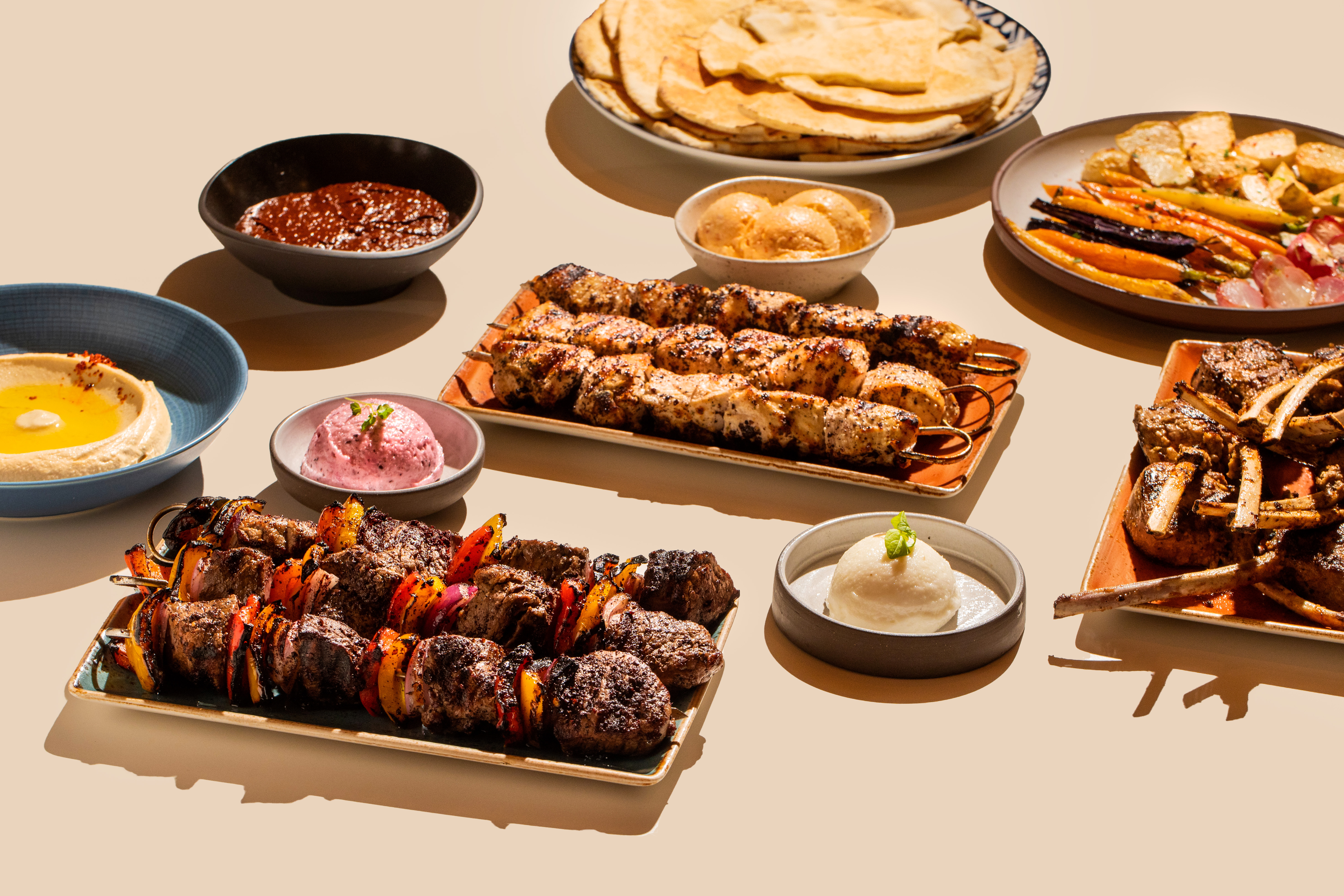 a table with different foods on it