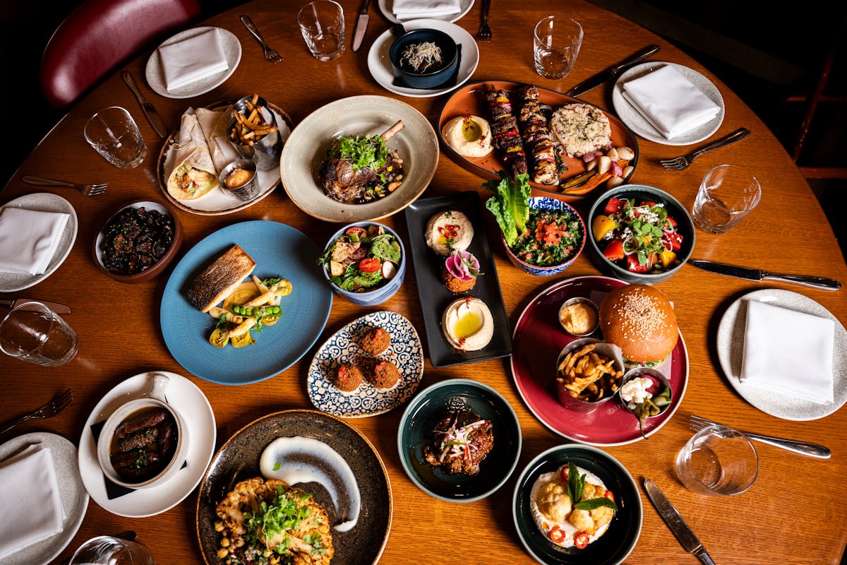 a bunch of food sitting on a table