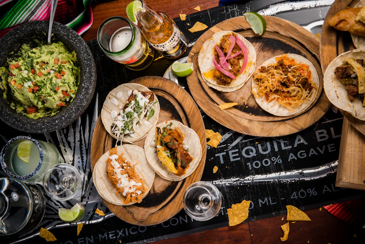 many different types of food on a table