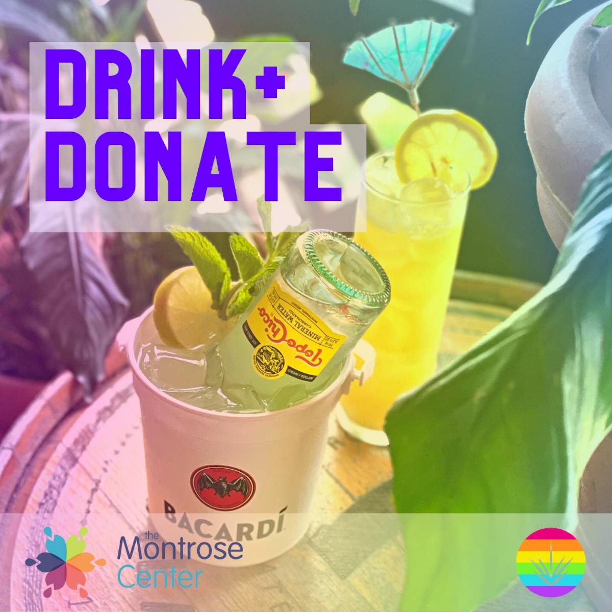 Two drinks featured on Arnaldo Richards' Picos Restaurant's Pride Cocktail Menu benefiting The Montrose Center in Houston, Texas throughout June 2022