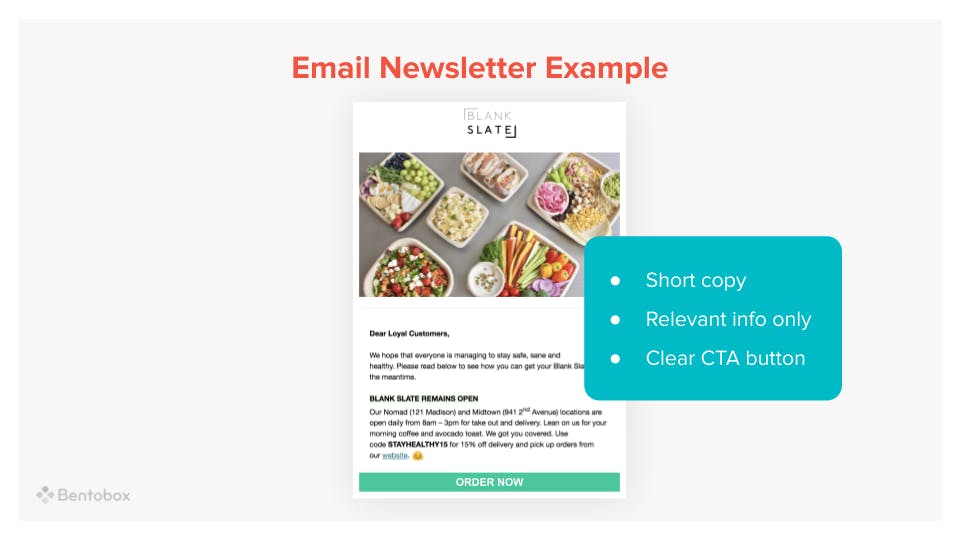 An example of an email newsletter