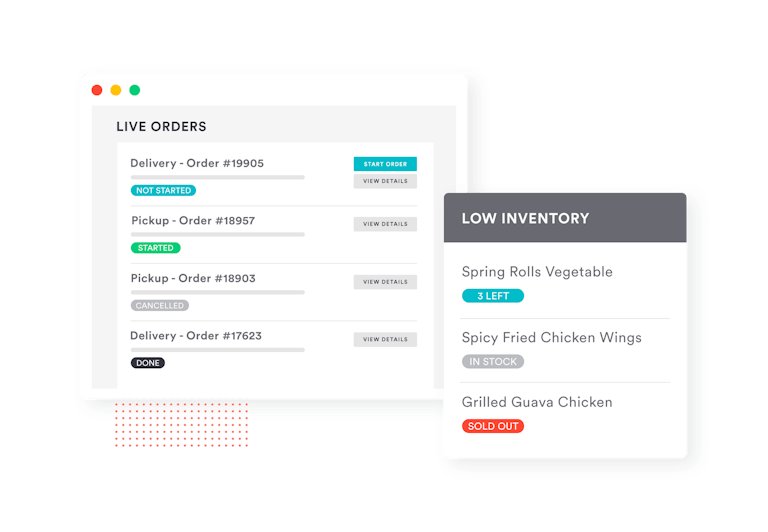 live orders view - low inventory management