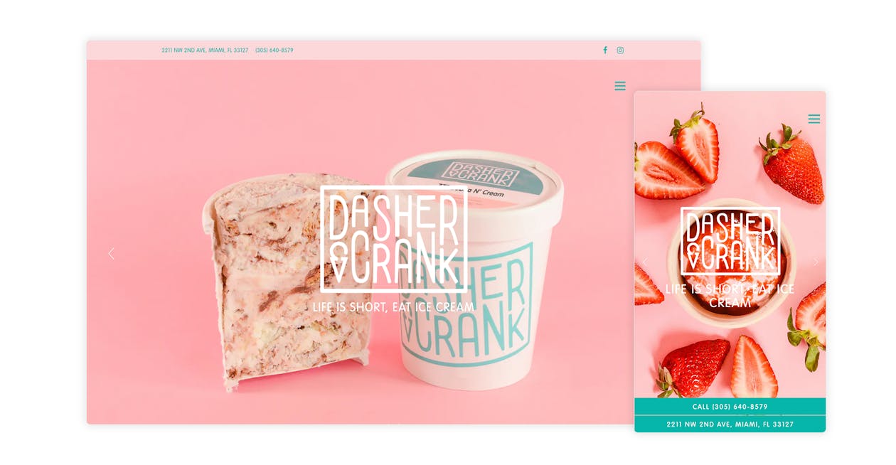 The website for Dasher & Crank