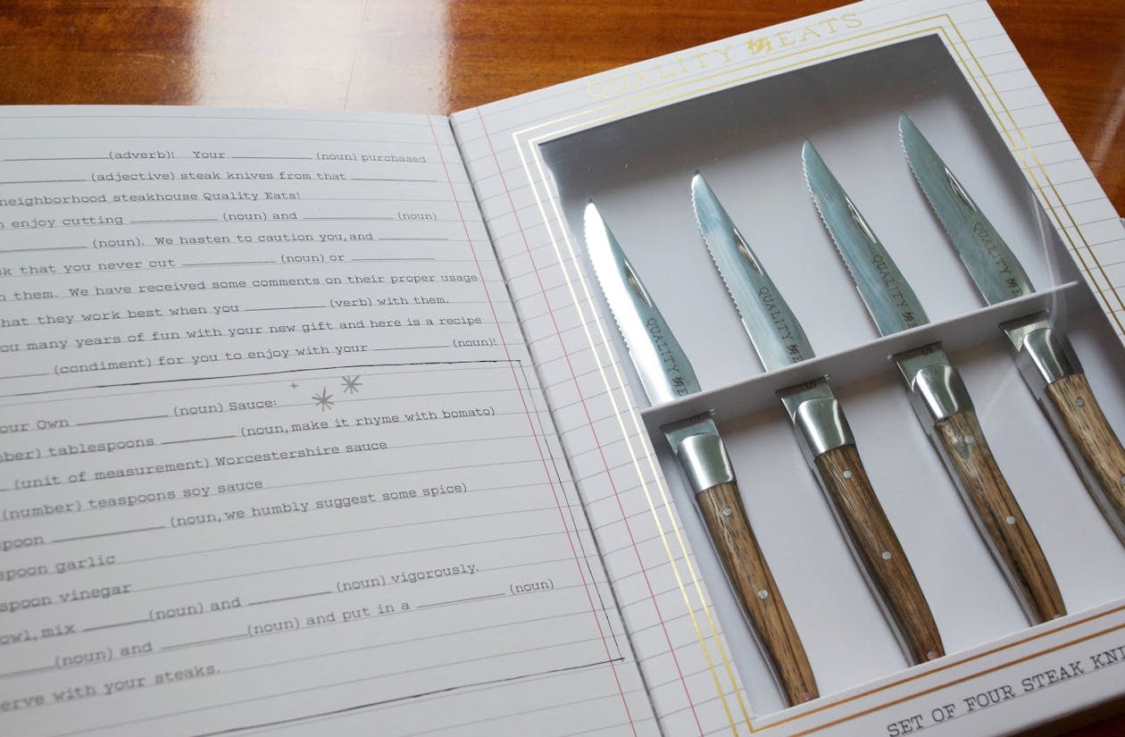 Quality Eats' Steak Knives in a box