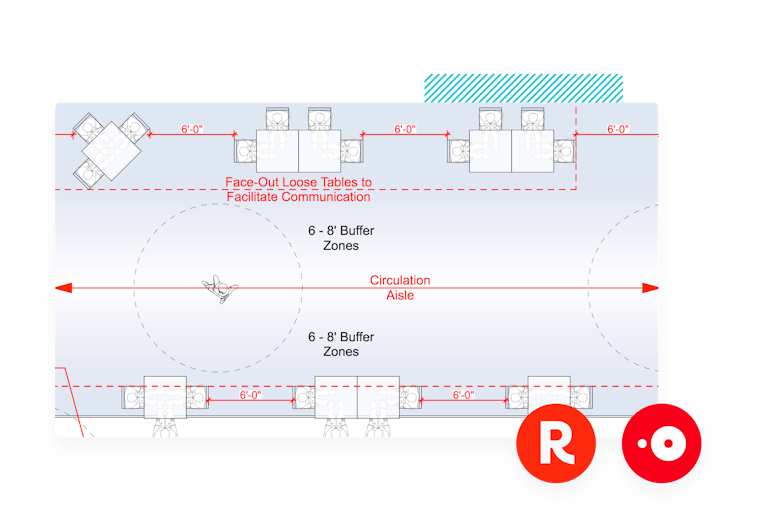 An example floor plan with Resy and OpenTable logos