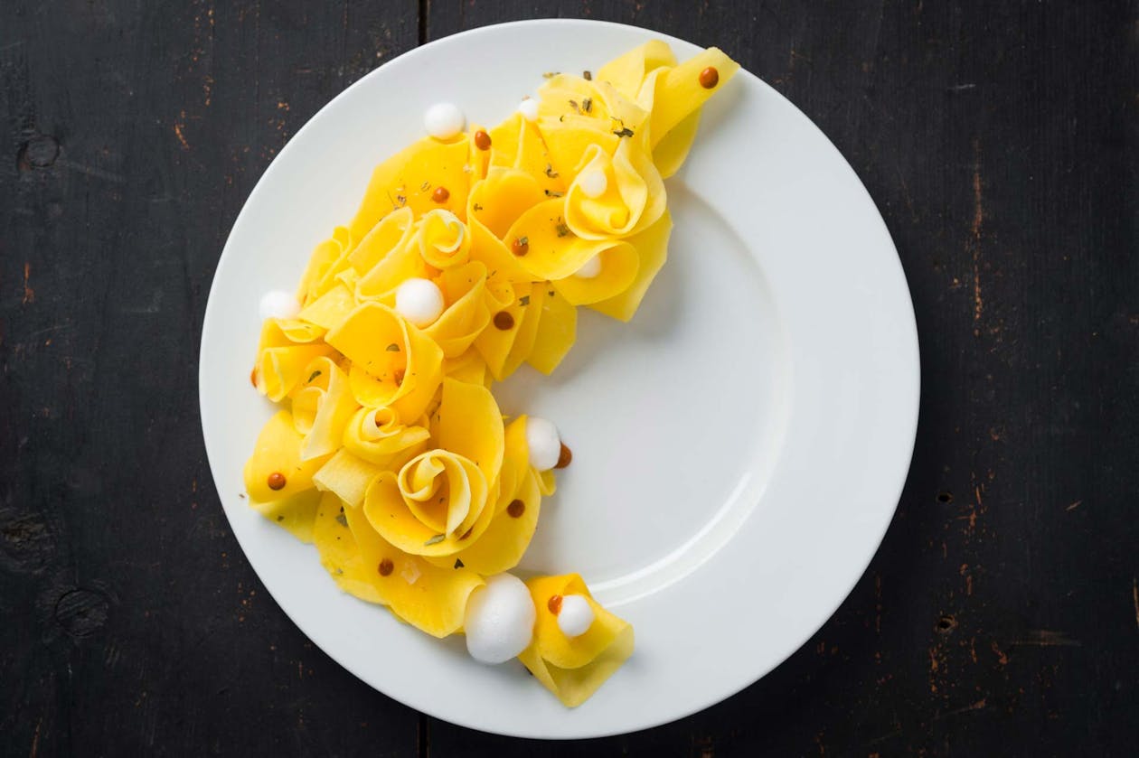 A plate of food on a table