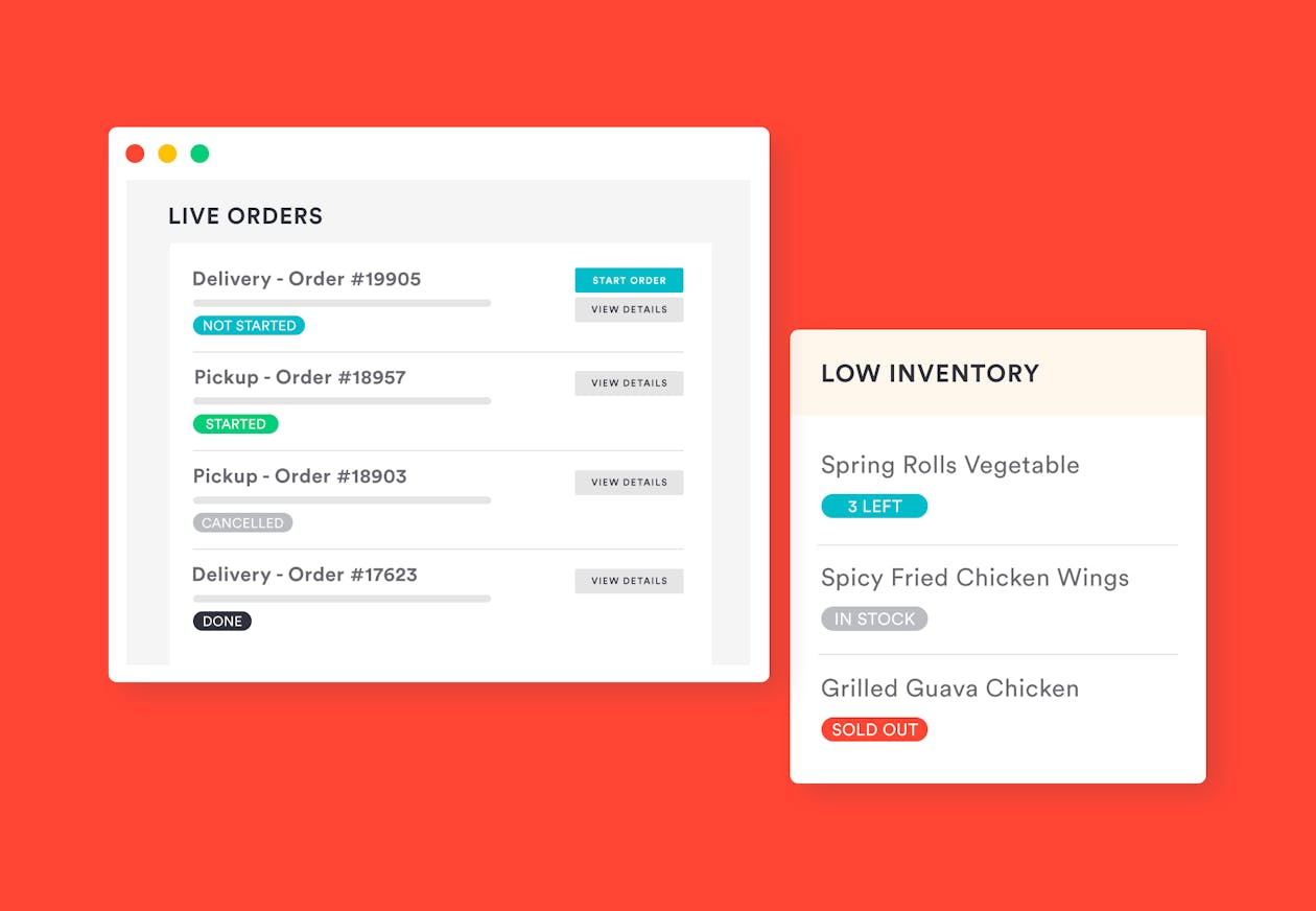live orders - bento ordering - bentobox online ordering for takeout and delivery - low inventory