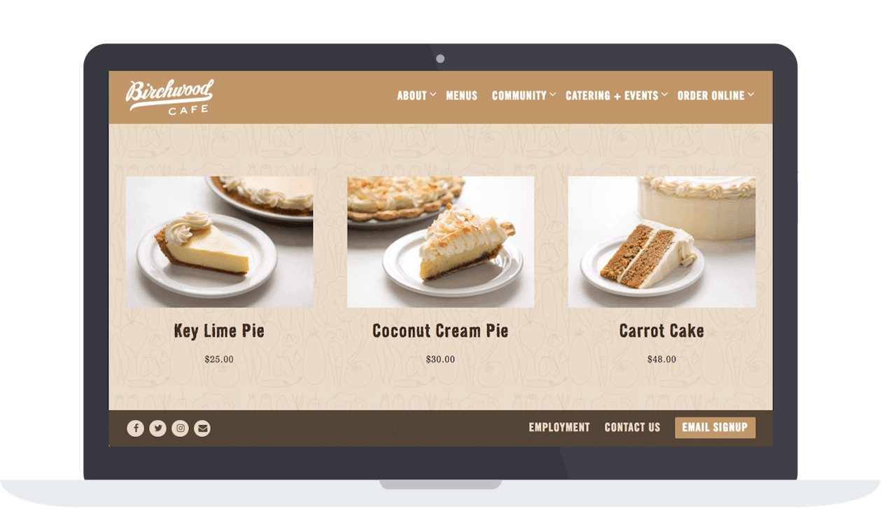 a screenshot of a catering store