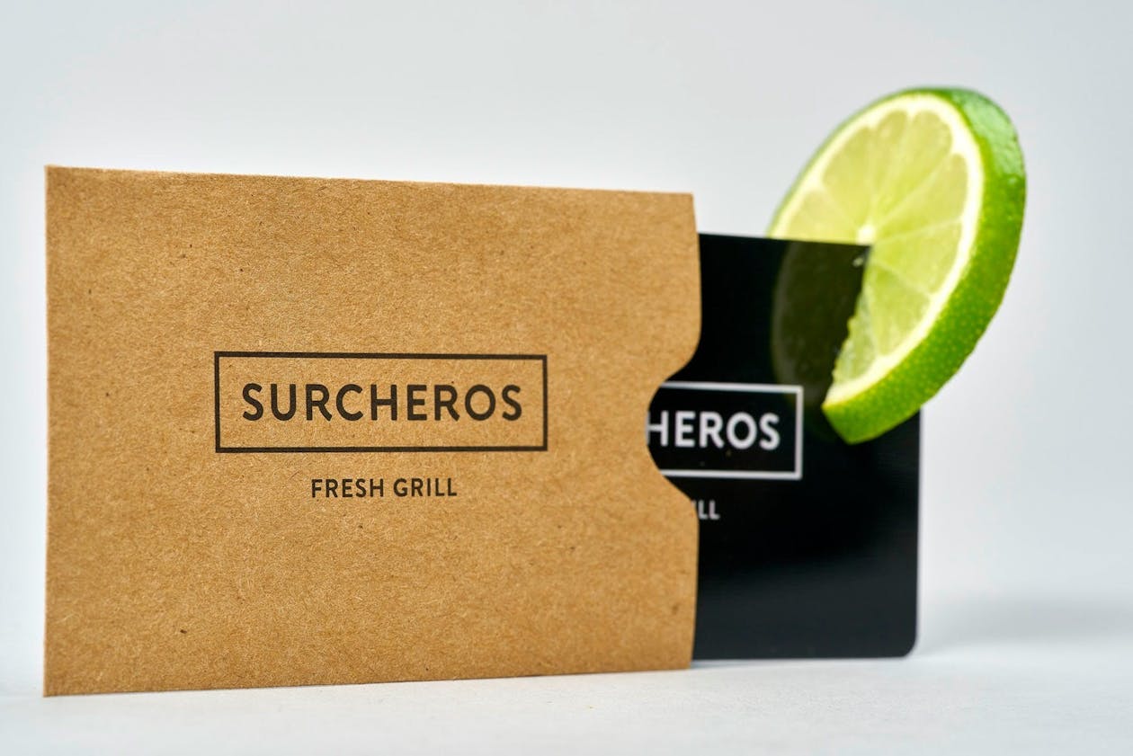 A close up of a gift card.