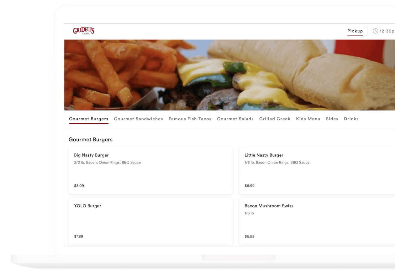 Website graphic for GriDeli's Online Ordering