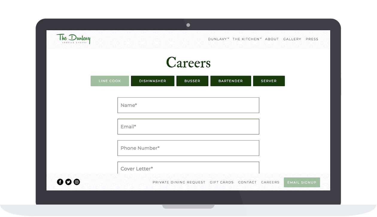 Dunlavy's career page on their website