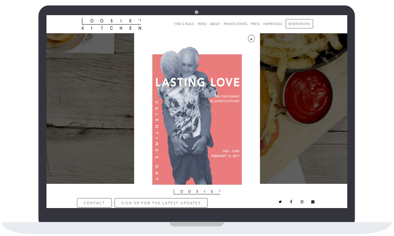 a screenshot of a restaurant website.