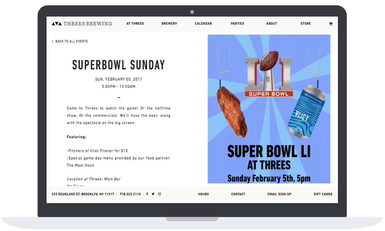 a screenshot of a restaurant website.