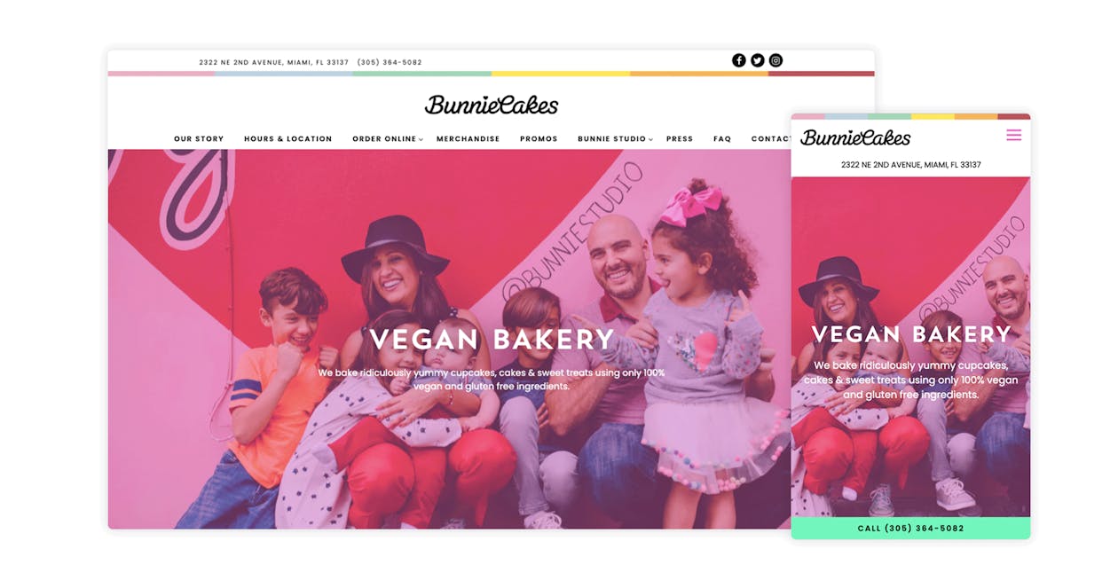 A screenshot of a bakery website.