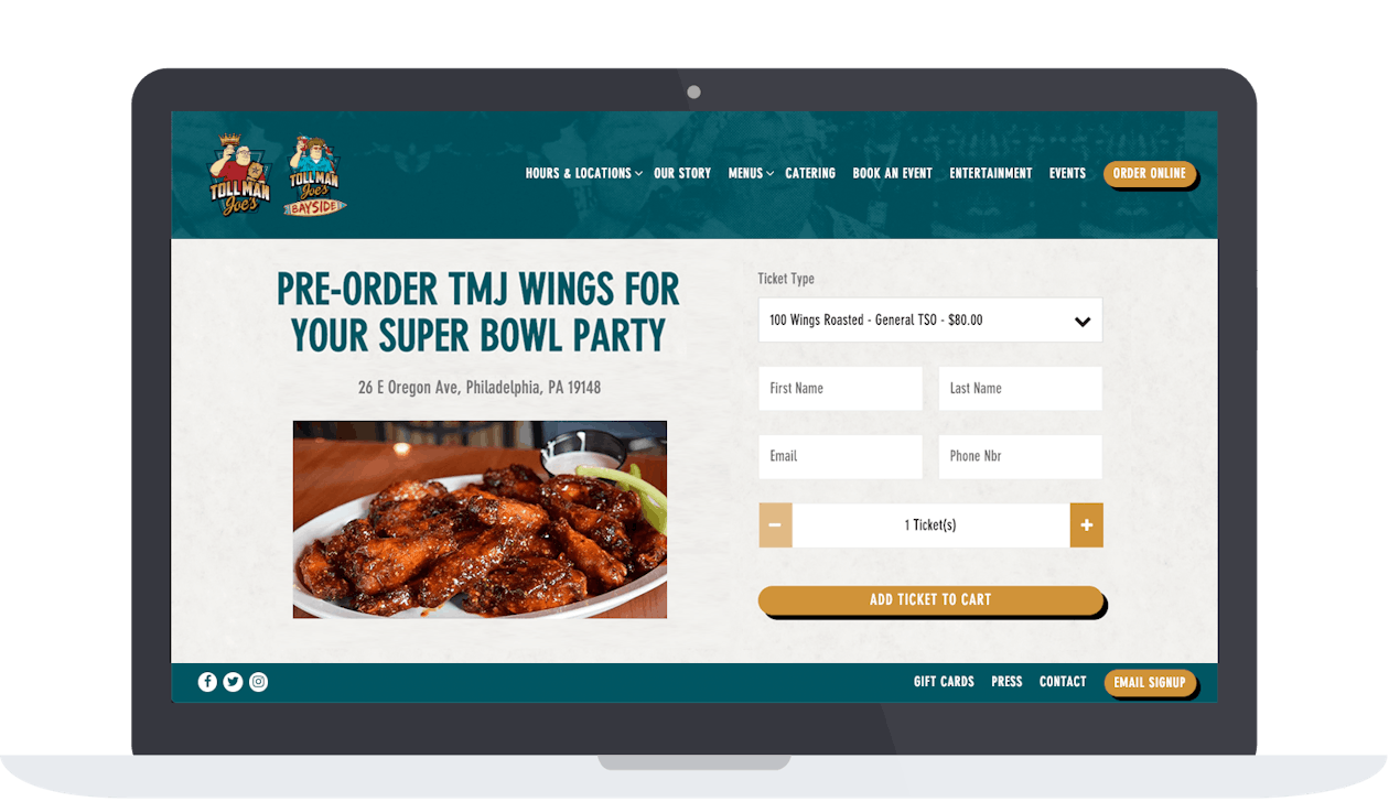 Toll Man Joe's website ticketing page