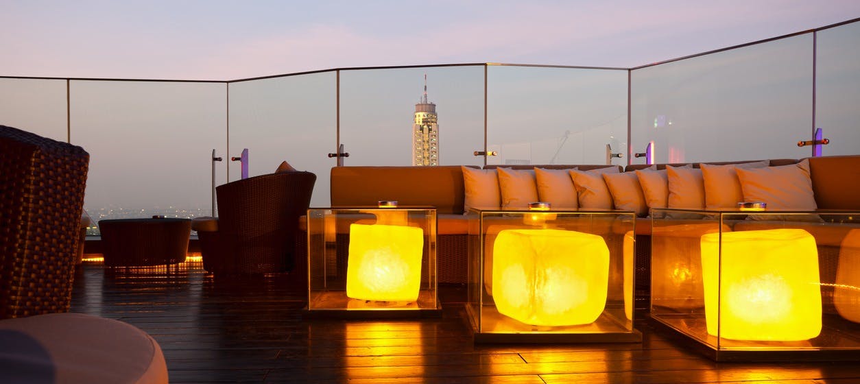 a skyline view of a hotel restaurant