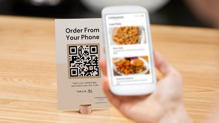 A mobile device scanning a QR code