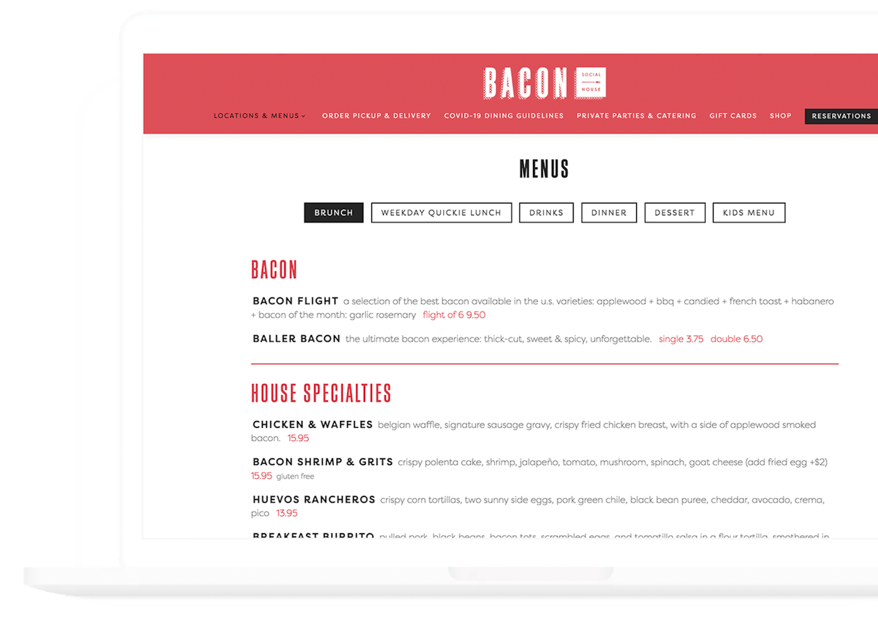 bacon social house menu - bentobox localsync case study