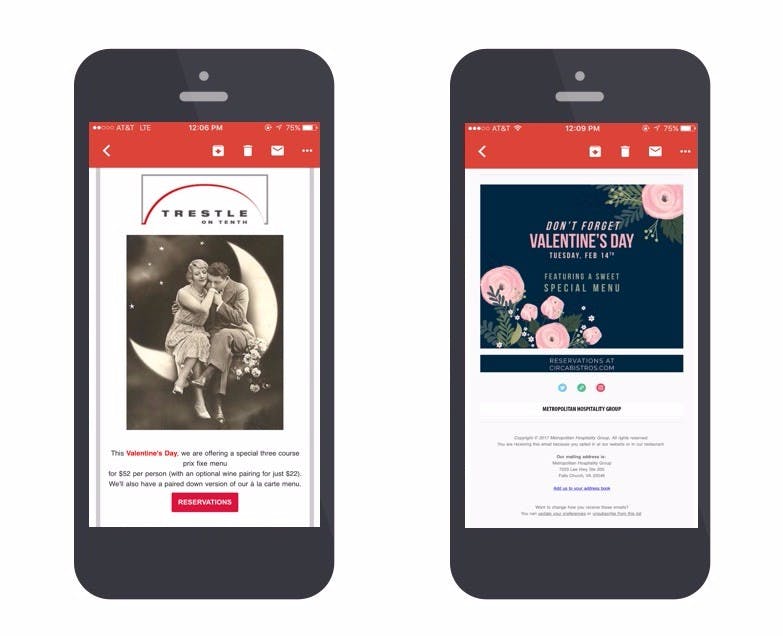 a screenshot of a restaurant website on a cell phone