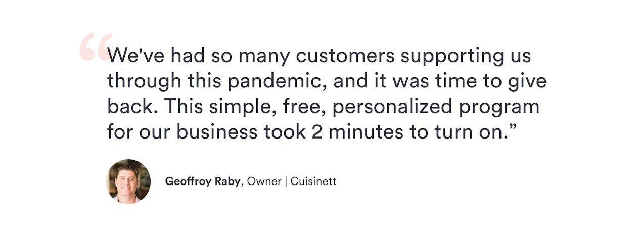A graphic of a customer testimonial on repeat rewards