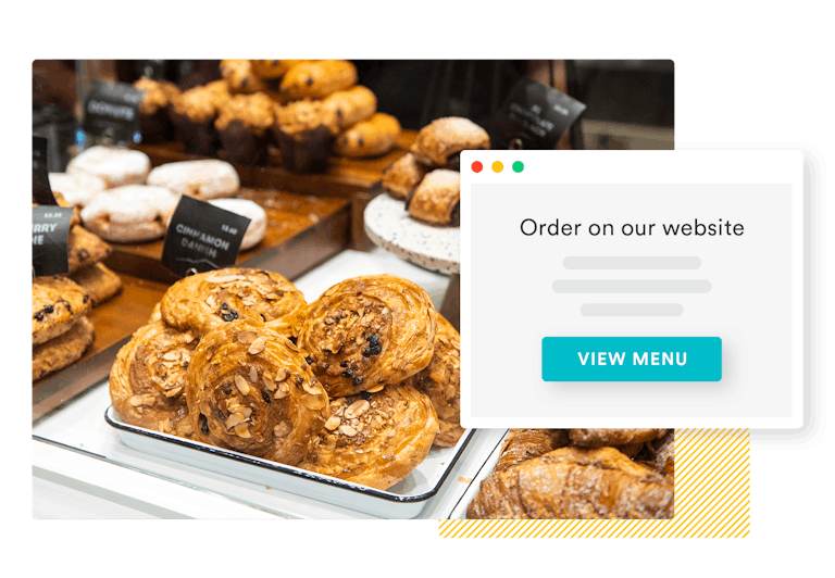 a composite photo of pastries and an order screen