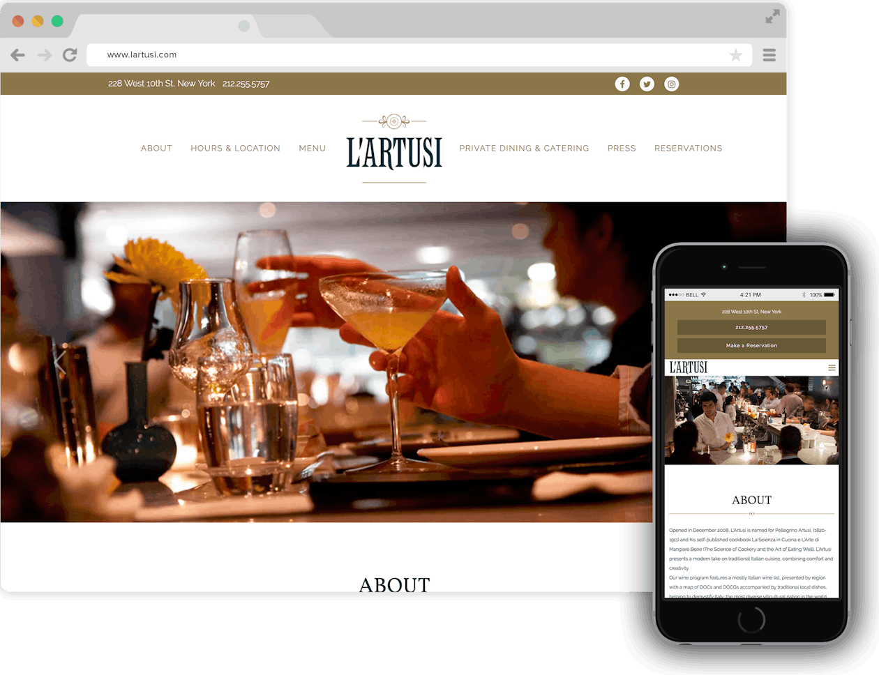 a screenshot of L’Artusi website