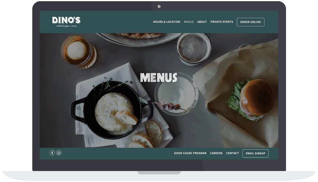 Dino's text-based menus on their website