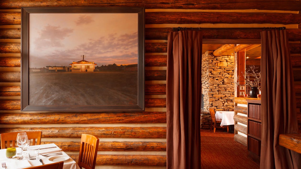 a fire place sitting in a room