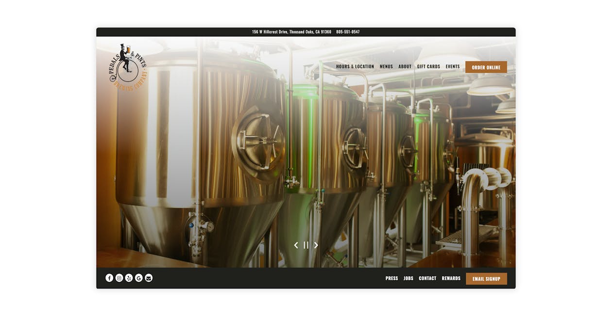 Example of a brewery website