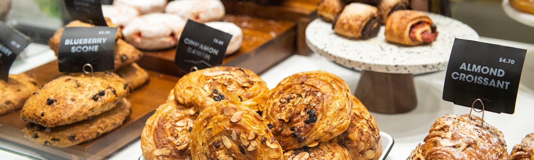 an assortment of pastries for sale