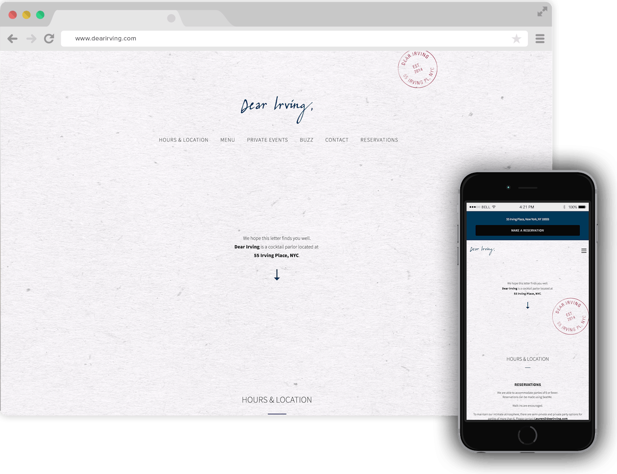 a screenshot of Dear Irving website