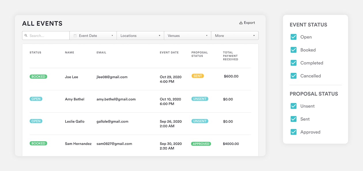 BentoBox backend interface for events management