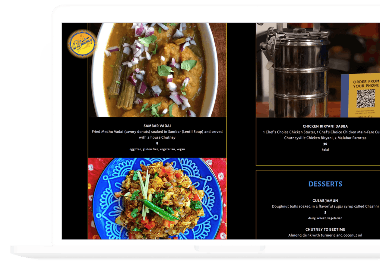 615 Chutney website in a laptop graphic