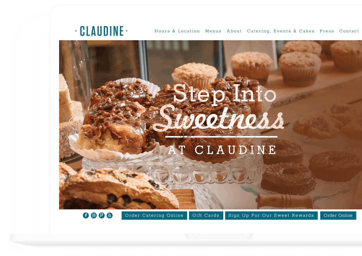 a screenshot of Claudine Artisan Kitchen and Bakeshop's website 