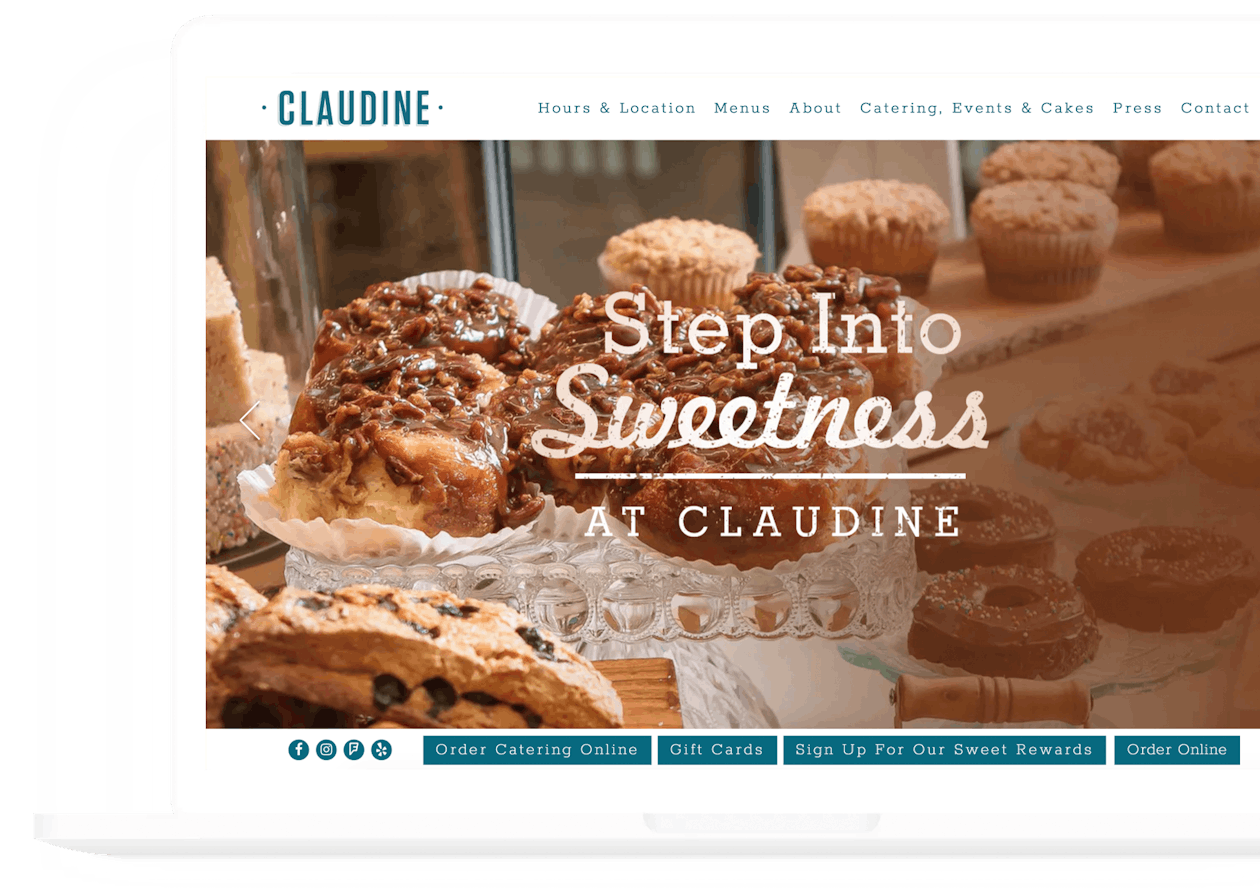 a screenshot of Claudine Artisan Kitchen and Bakeshop's website