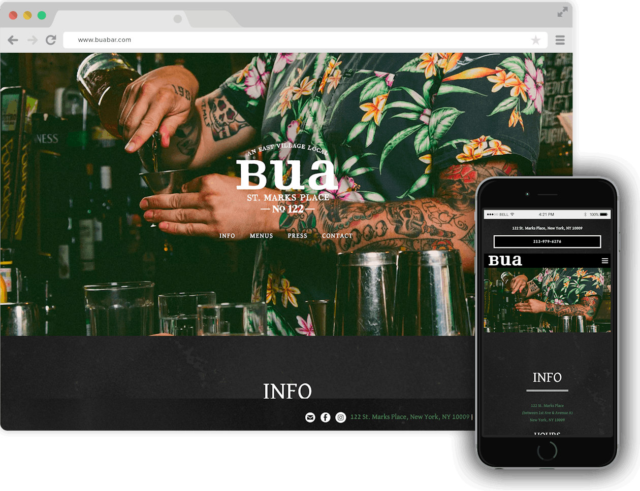 Screenshot of Bua Bar website