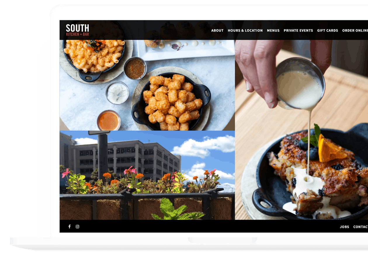 The website for South Kitchen