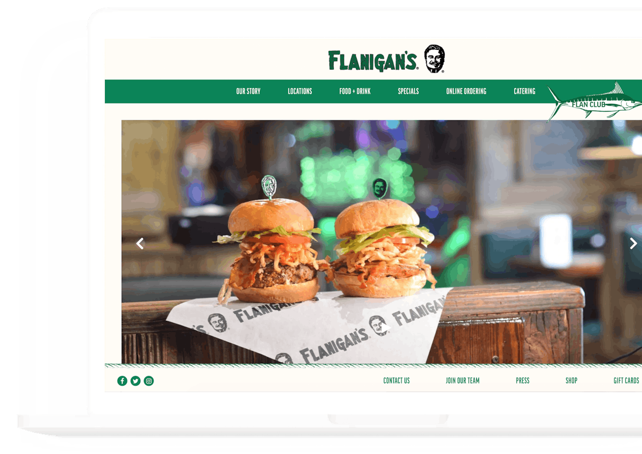 a screenshot of flanigan's website