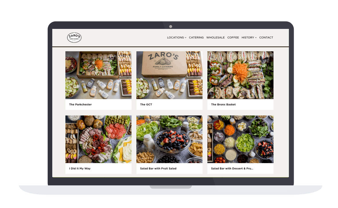 Zaro's catering store on their website