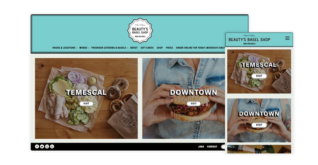 A screenshot of a bakery website.