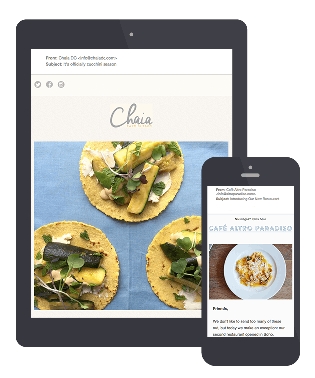 A screenshot of restaurant website on a tablet and mobile phone