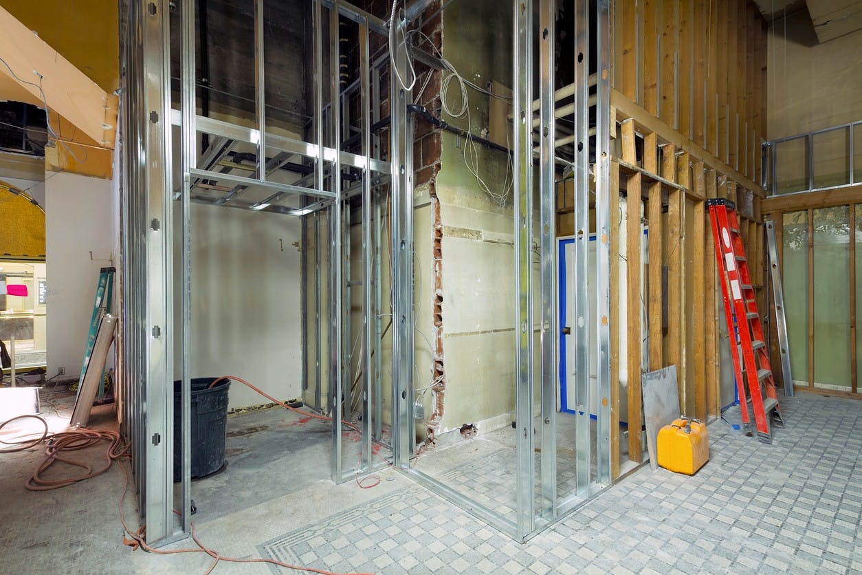 construction on the inside of a building