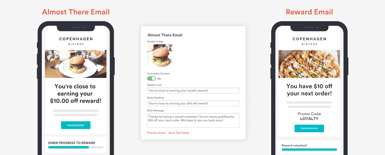 email customization repeat rewards loyalty program for restaurants by BentoBox
