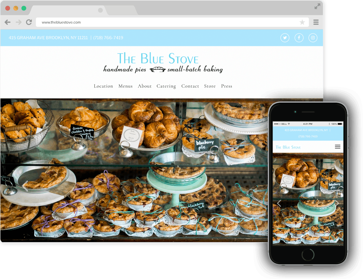 screenshot of blue stove website