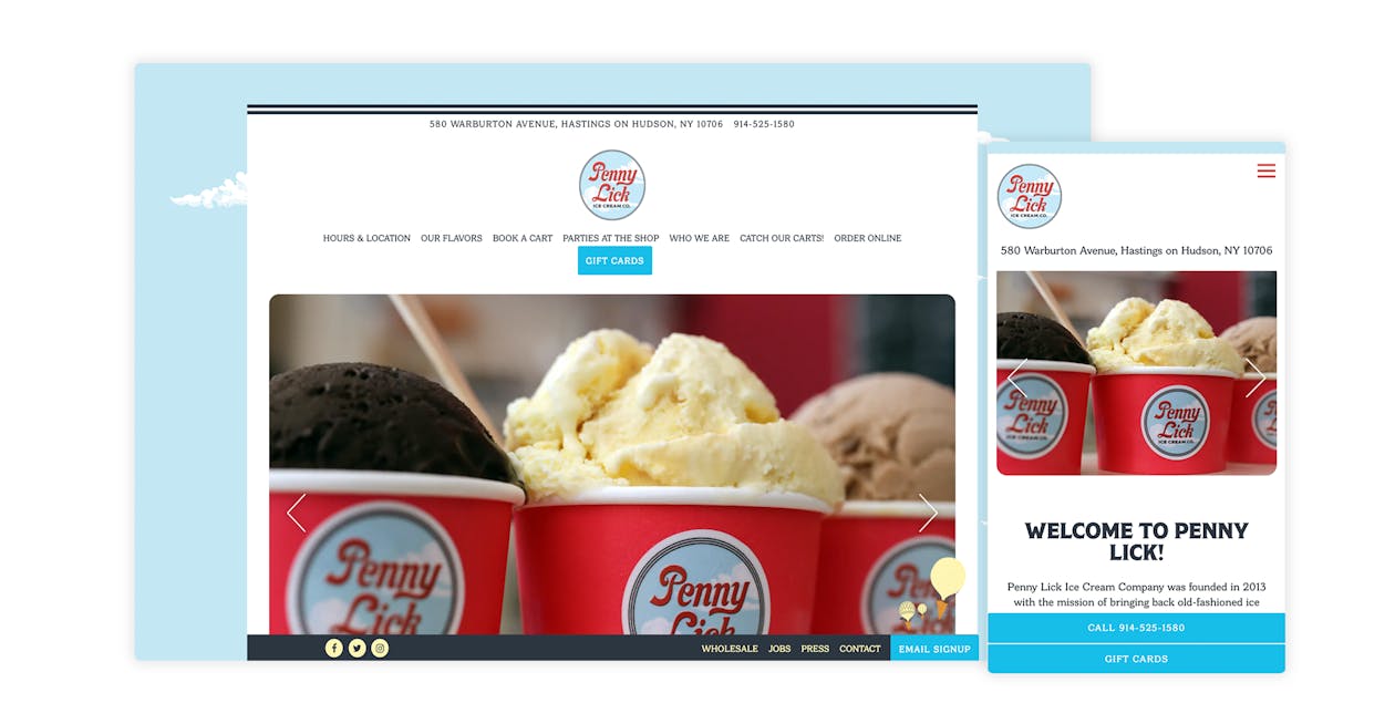 The website for penny lick ice cream