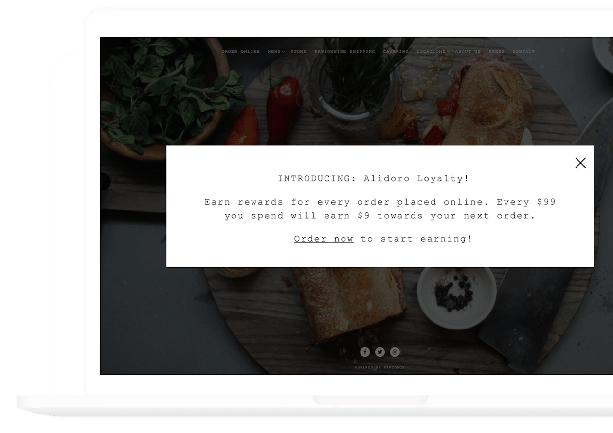 alidoro online ordering and loyalty through bentobox