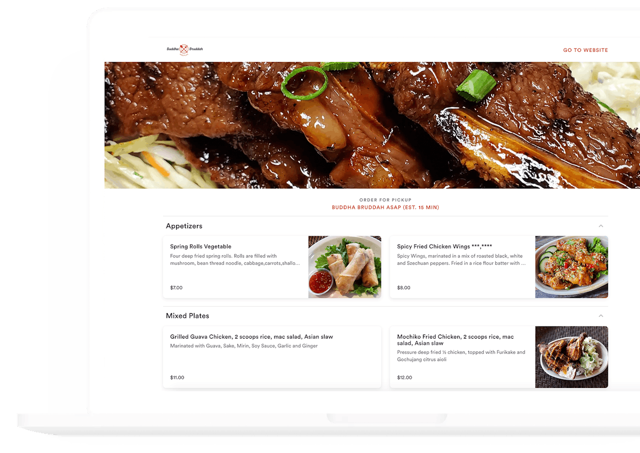screenshot of BentoBox online ordering