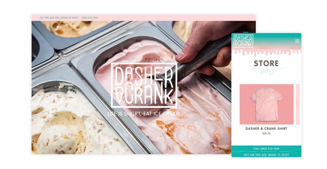 A screenshot of the website for Dasher and Crank