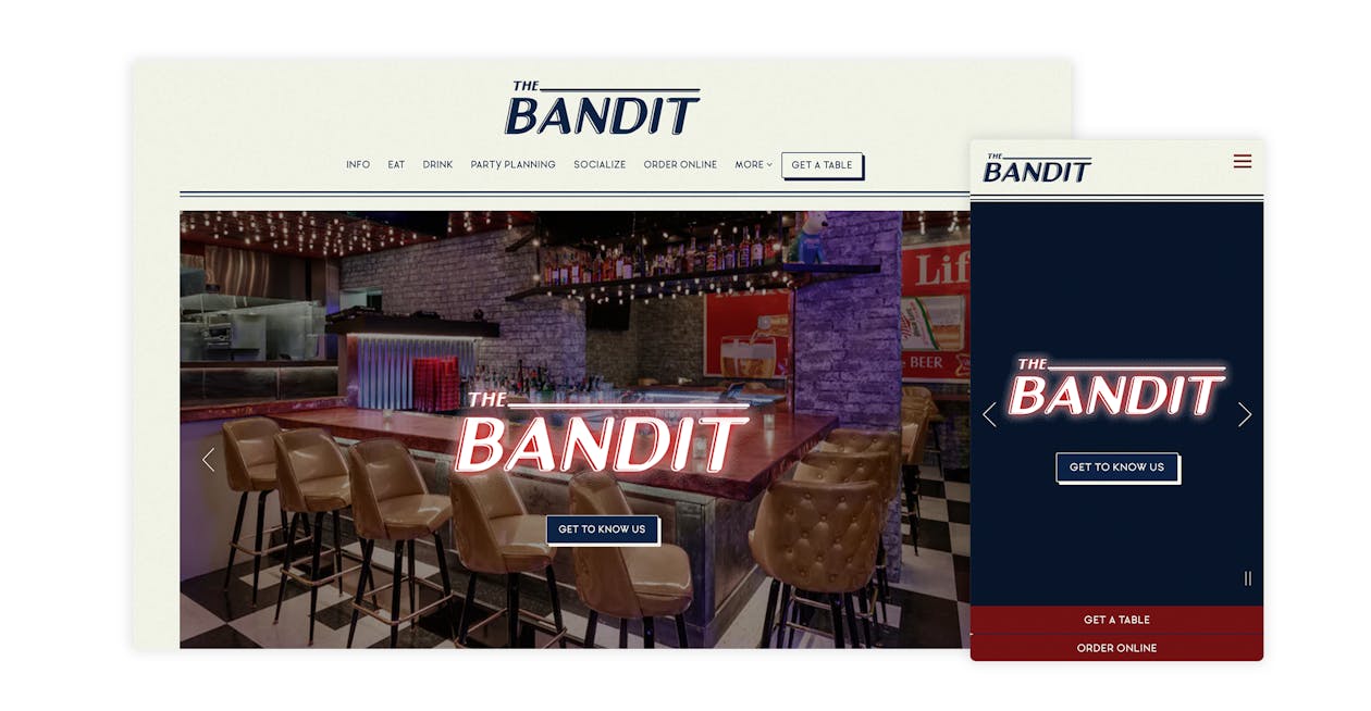 Example of a bar website